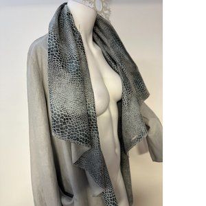 Rachel Zoe reptile Snake pattern waterfall reversible trench spring coat blazer